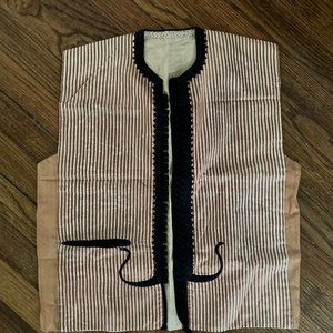 handwoven silk fairy unisex ottoman vest winking moustache ship embroidery s/m
